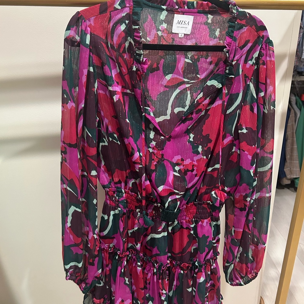Misa Los Angeles Vibrant Floral Long Sleeve Dress